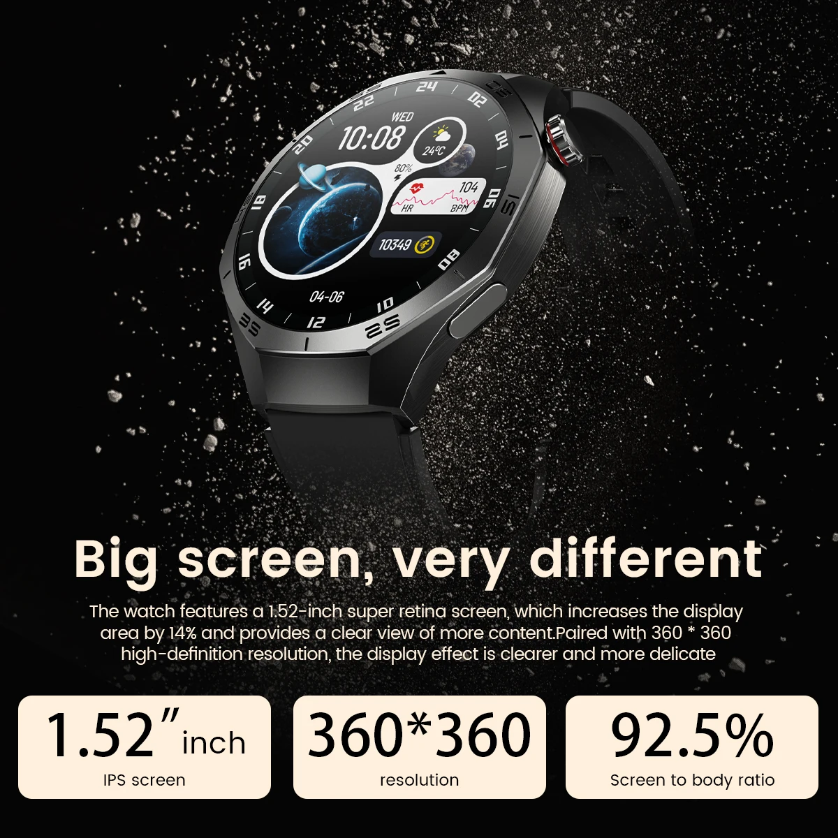 Męski smartwatch wojskowy na zewnątrz, wodoodporny, z ekranem HD 1.53", monitorem tętna, funkcją rozmów Bluetooth i funkcjami fitness, nowość 2025.