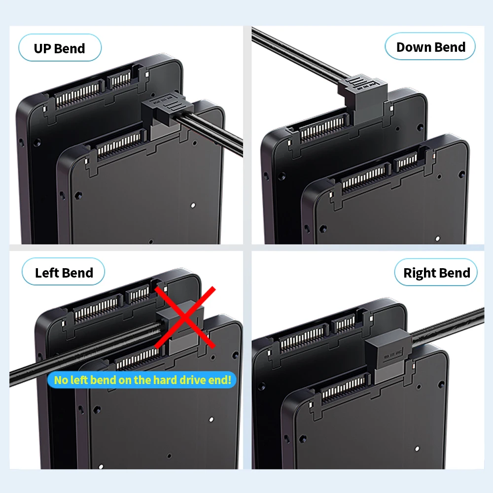 Black Sata 3.0 Data Cable SATA III SATA 3 Cable 10 -100cm With Locking Latch Straight To Right Left Up Down Angle 90 Degree 6GBs