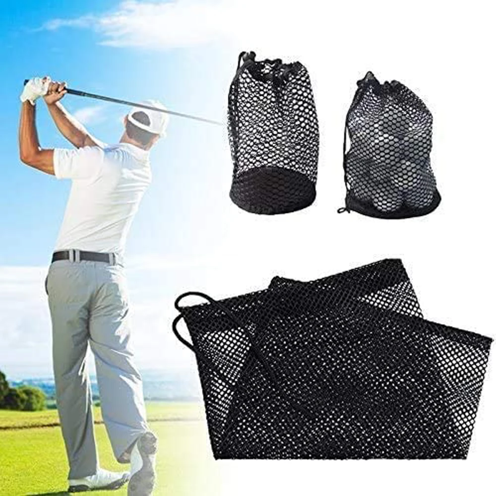 Tennis Carrying Bag Black 16/32/56 Ball Sports Mesh Net Drawstring Pouch Golf Mesh Bag Golf Storege Bag Golf Ball Bags