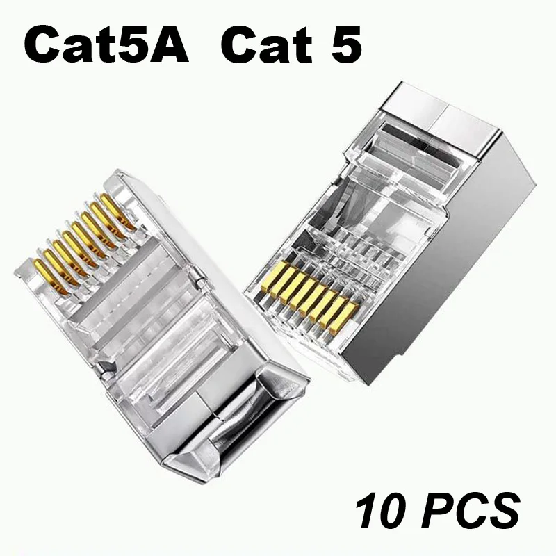 10PCS RJ45 Cat5 Cat5e/CAT6/CAT7 Connector shielded 8P8C crystal head network cable plug gold-plated Category 1000M Modem Router