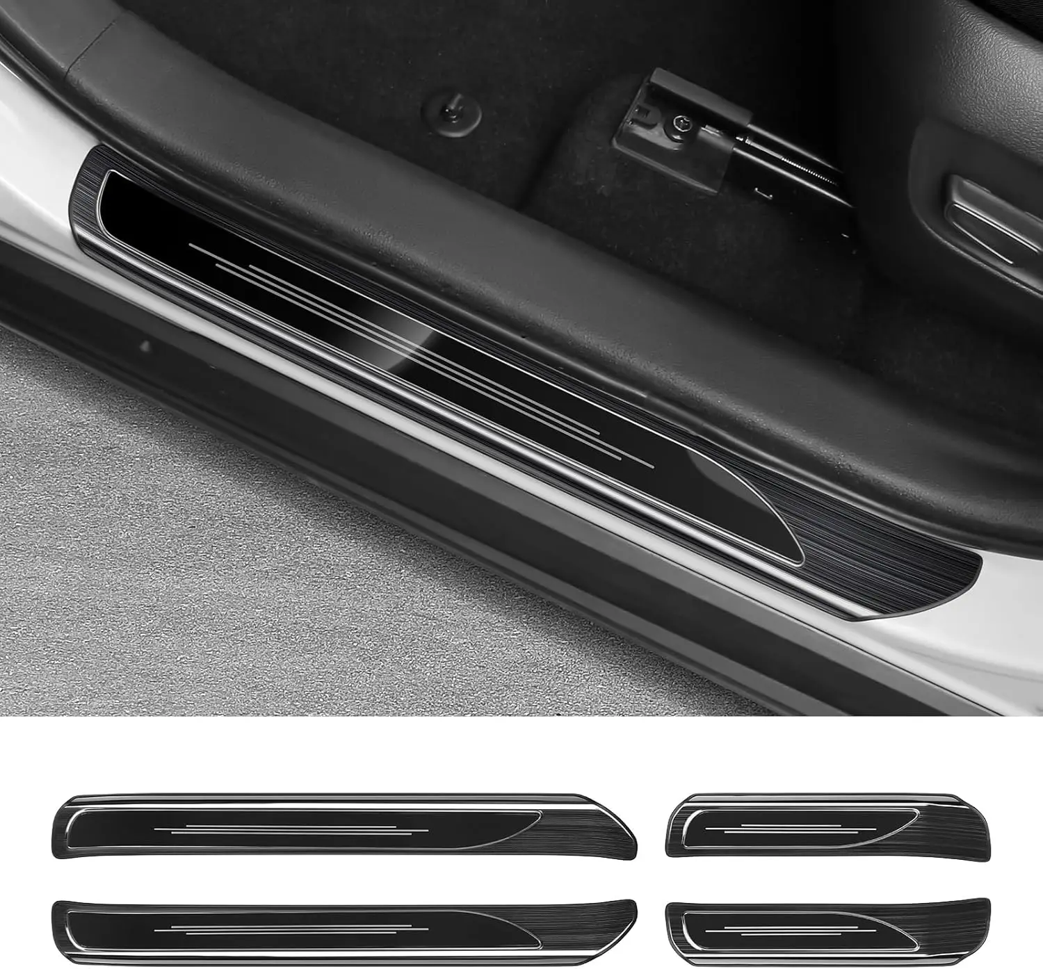 

Sill Protector for Toyota 2025 -2019 RAV4 Hybrid, Prime (PHEV) Accessories Stainless Steel Front and Rear Door Car Pedal Kick
