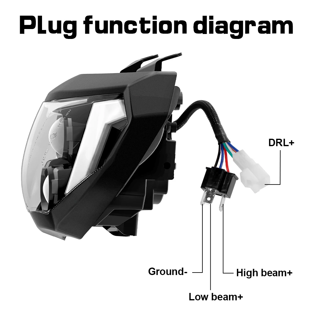 【جودة عالية】أحدث ملحقات الدراجة النارية لـ MT07 MT09 مصباح أمامي Led للدراجة النارية IP68 Hi/Lo Beam LED المصابيح الأمامية Angel E