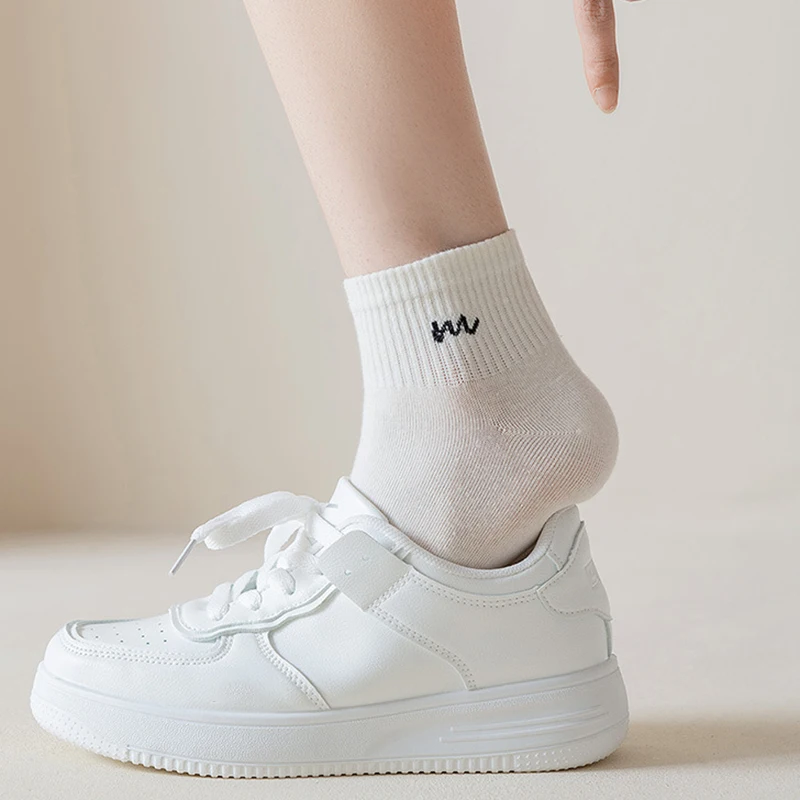 5/10 Pairs Women Letter Printed short Socks Soft Comfortable Spring and Summer Seasons Sweating Breathable Leisure Sports Socks image 5