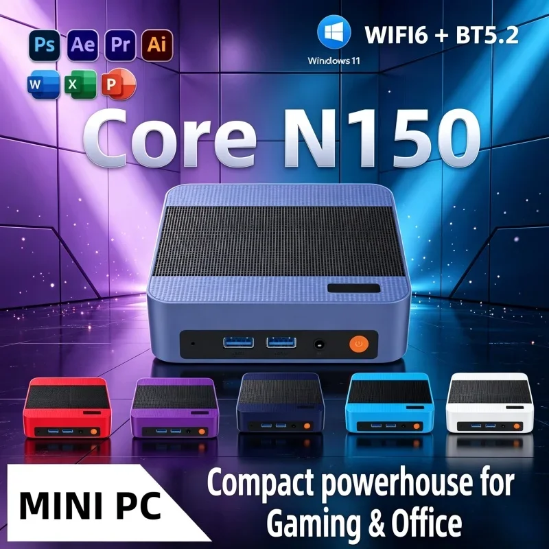 Latest Model Intel N150 Mini PC Win11 12 Colors Optional 16GB/32GB RAM 1TB SSD WIFI6 BT5.2 Multimedia Entertainment PC