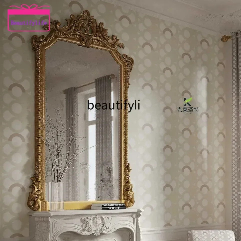 YL  French retro, toilet bathroom mirror American living room porch fireplace decorative mirror bedroom wall makeup mirror
