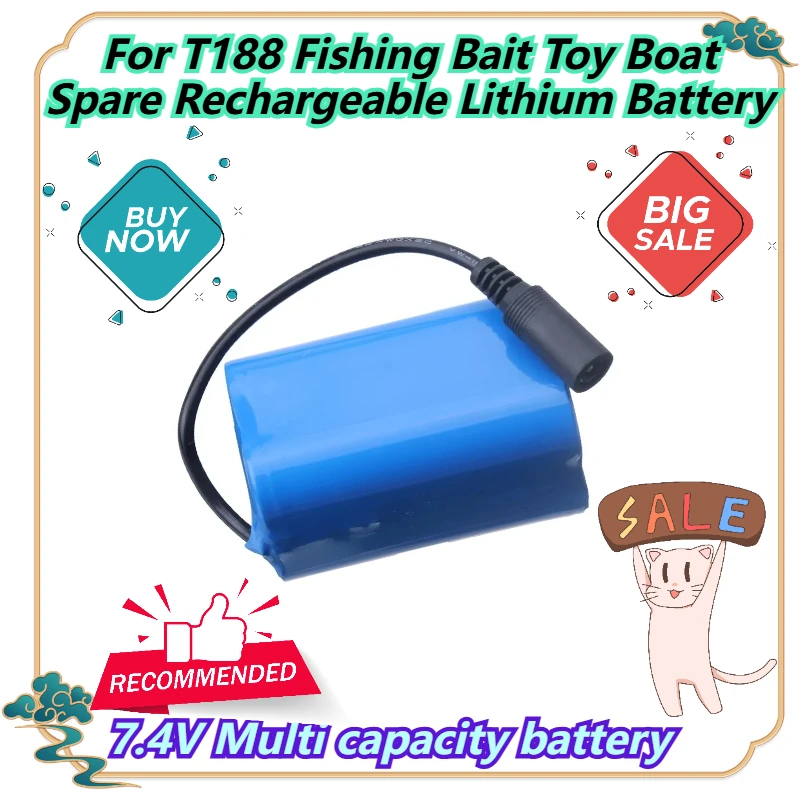 

7.4V Multi capacity battery For T188 Fishing Bait Toy Boat Spare Rechargeable Lithium Battery