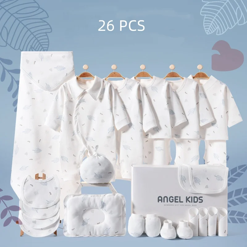 

26/24 шт./лот, комплекты одежды для новорожденных для мальчиков и девочек, 100% хлопок, весенне-осенняя одежда для младенцев, детские комбинезоны, шапка, нагрудники