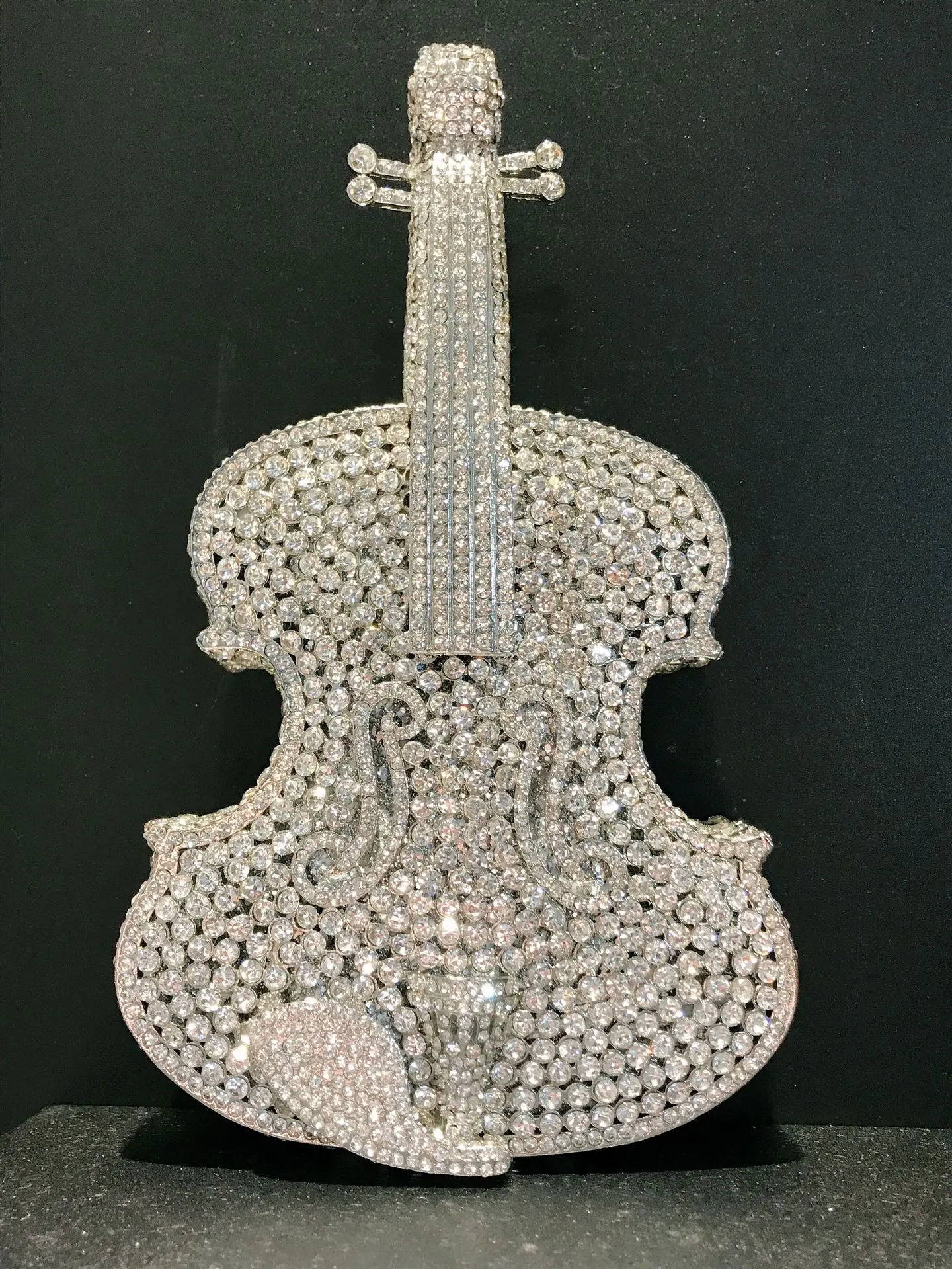 Violin party cartoon diamond studded European and American banquet clutch bag