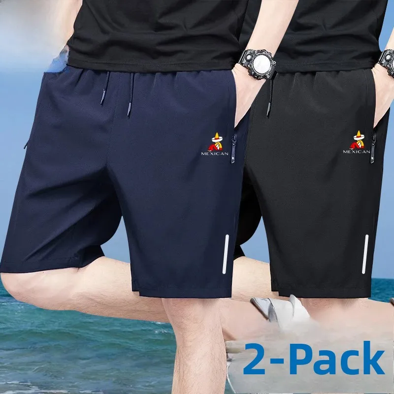 アイスシルク夏薄いメンズルーズ大きいサイズ 5 クォーターカジュアル速乾スポーツビーチショーツファッショナブルなアーバンスタイル通気性