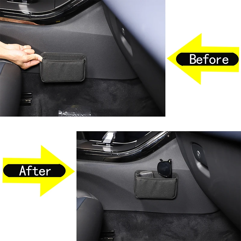 For Land Rover Range Rover Velar 2024 Oxford Cloth Black Car Center Console Side Storage Bag Phone Holder Bag Car Accessories