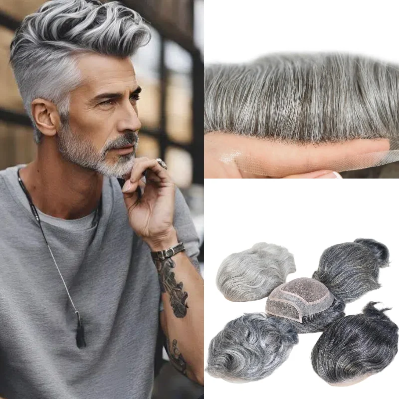 Wholesale Dropship Human Remy Hair Mono Base Toupee 8x10 6inch Men Hair Wig Color 1B 1B40