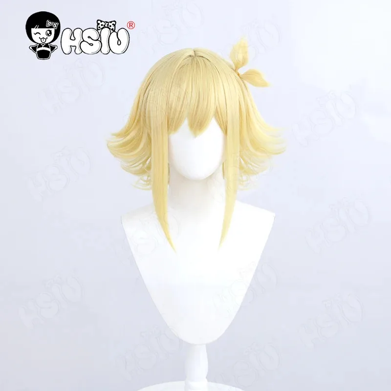 Basil Cosplay Wig Game OMORI Cosplay HSIU 35cm shallow lake green yellow short hair Heat Resistant Synthetic Wig+Wig cap