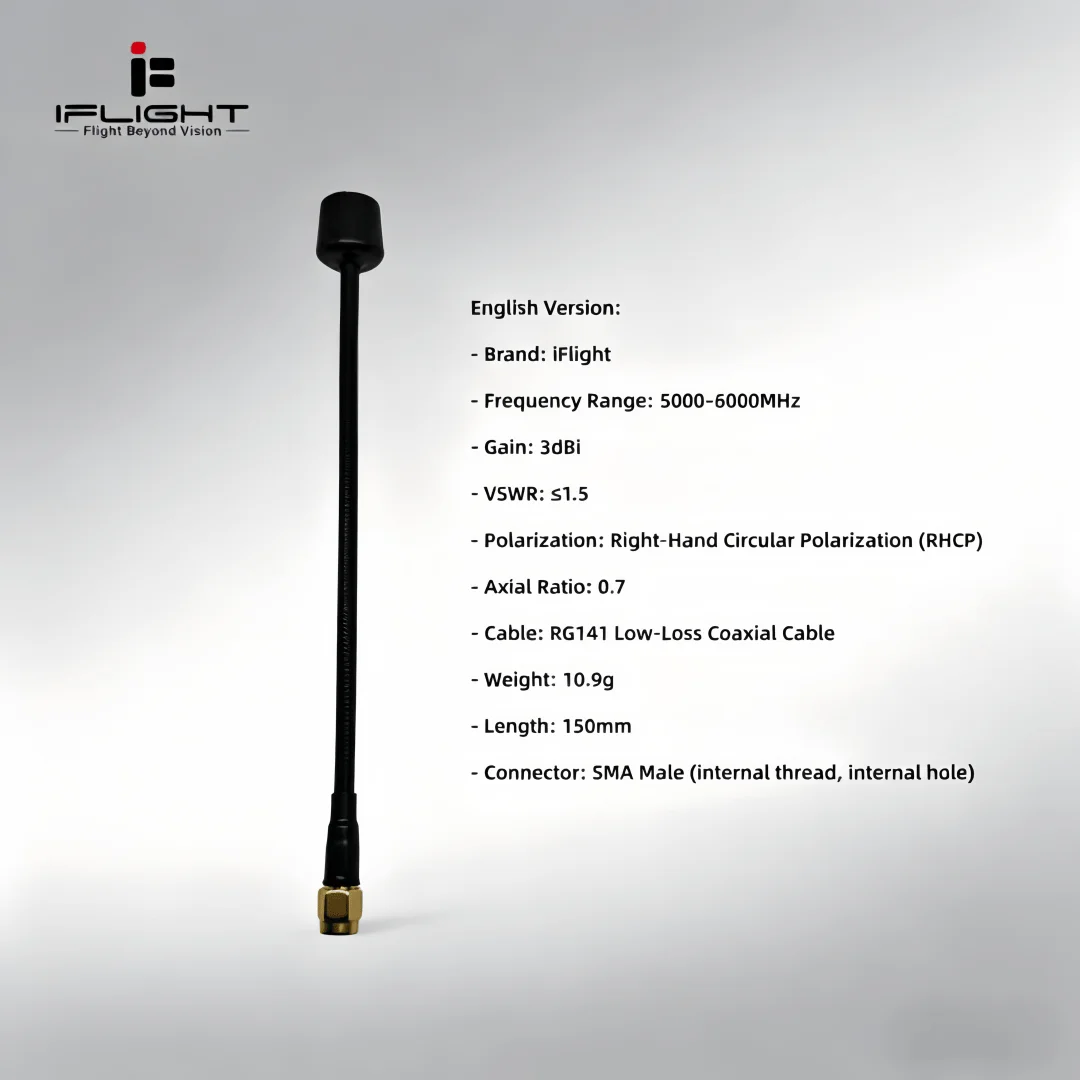 IFlight 5.8GHz FPV Antenna RHCP RP-SMA Male Inner Hole Right Hand Circular Polarization for RC Drone Receiver Long Range