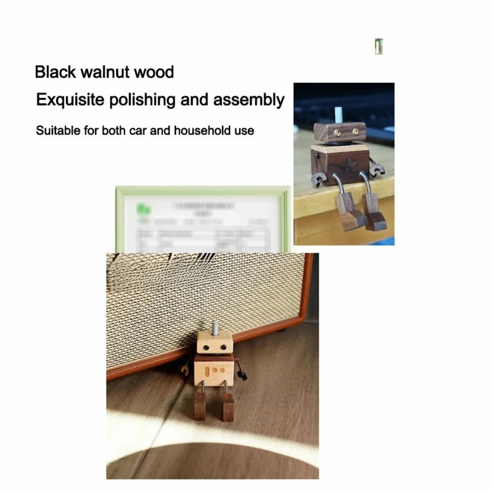 Creative Cartoon Shaking Wooden Man Figurine Reusable Partable Robot Diffuser Shaking Feet Wooden Doll Car Accessories