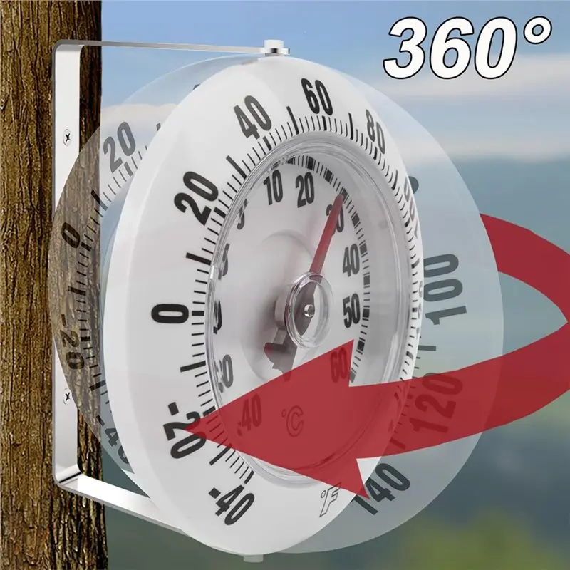 DT15 Outdoor Wall Thermometer Easy-Read Dial 3.66 Inch -40 to 140°F for Patio Garden with 360° Adjustable Bracket