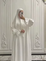 Femmes Robe de prière Abaya dentelle manches évasées Robe longue modeste dubaï Eid musulman Jalabiya Ramadan fête maroc caftan robes arabe 4