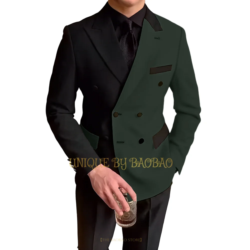 Men\'s 2-piece wedding suit (jacket+pants) patchwork color blazer Classic ball engagement birthday Christmas Easter custom tuxedo