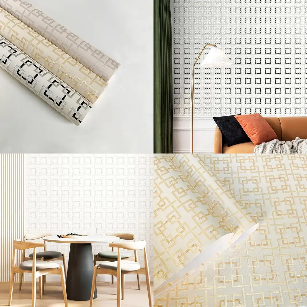 Chinese style geometric lattice wallpaper for bedroom living room dining room tea house TV feature wall decorative embossed