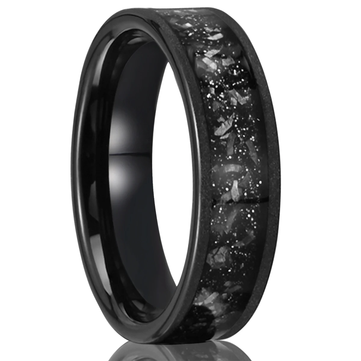 Tungsten Rings for Men Women Meteorite Shavings Inlay Promise Engagement Wedding Bands Sandblasted New Design Jewelry