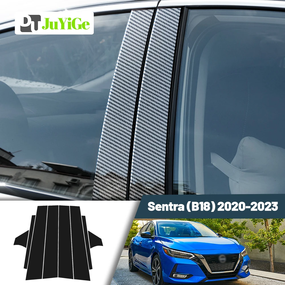 

Glossy Black Carbon Fiber Window Door Deal B C Pillar Post Cover Sticker For Nissan Sentra B18 2020-2023 2021 2022