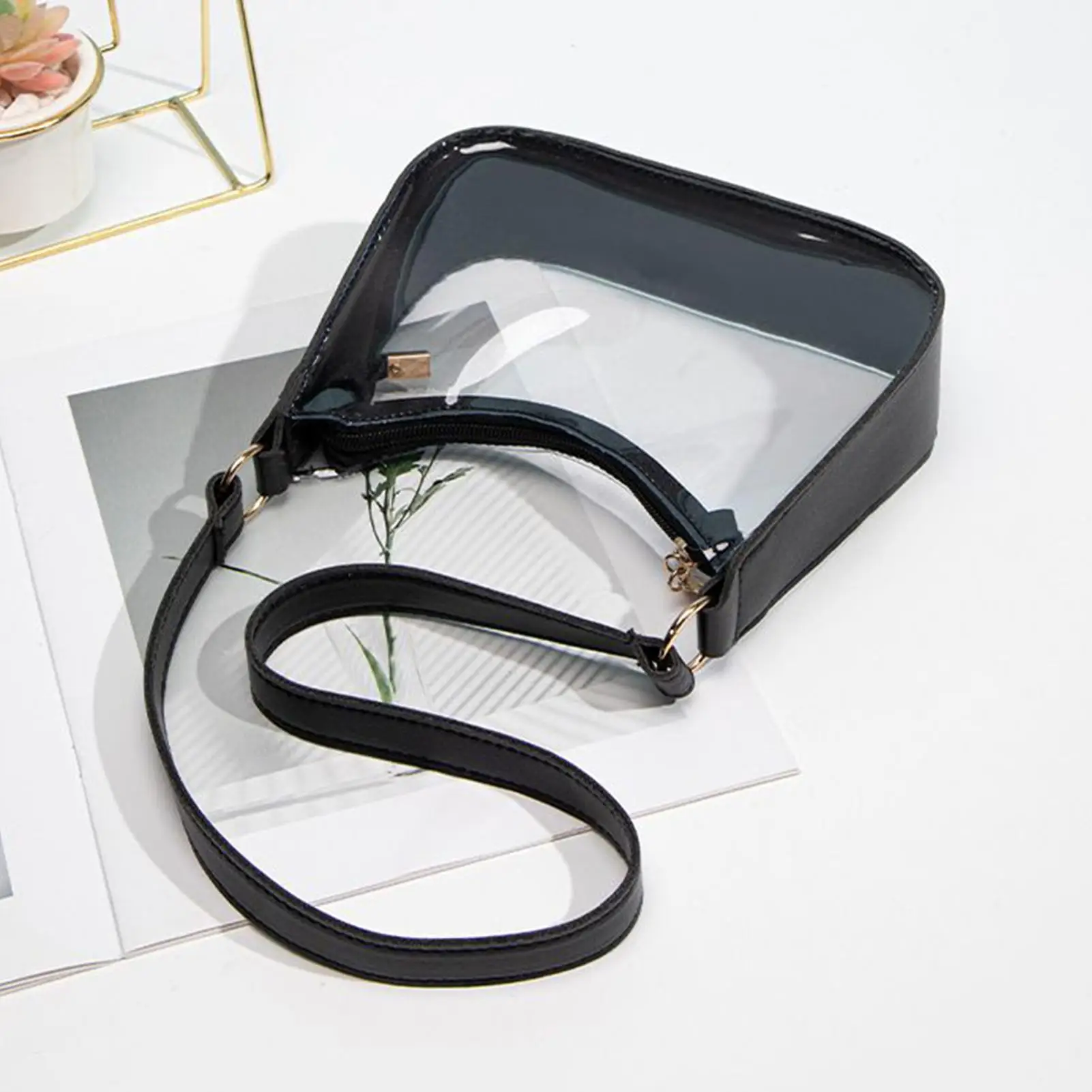 Women Transparent PVC Jelly Purse with Zipper Shoulder Handbag Waterproof Lightweight Casual Daily pouch For Travel Beach Party