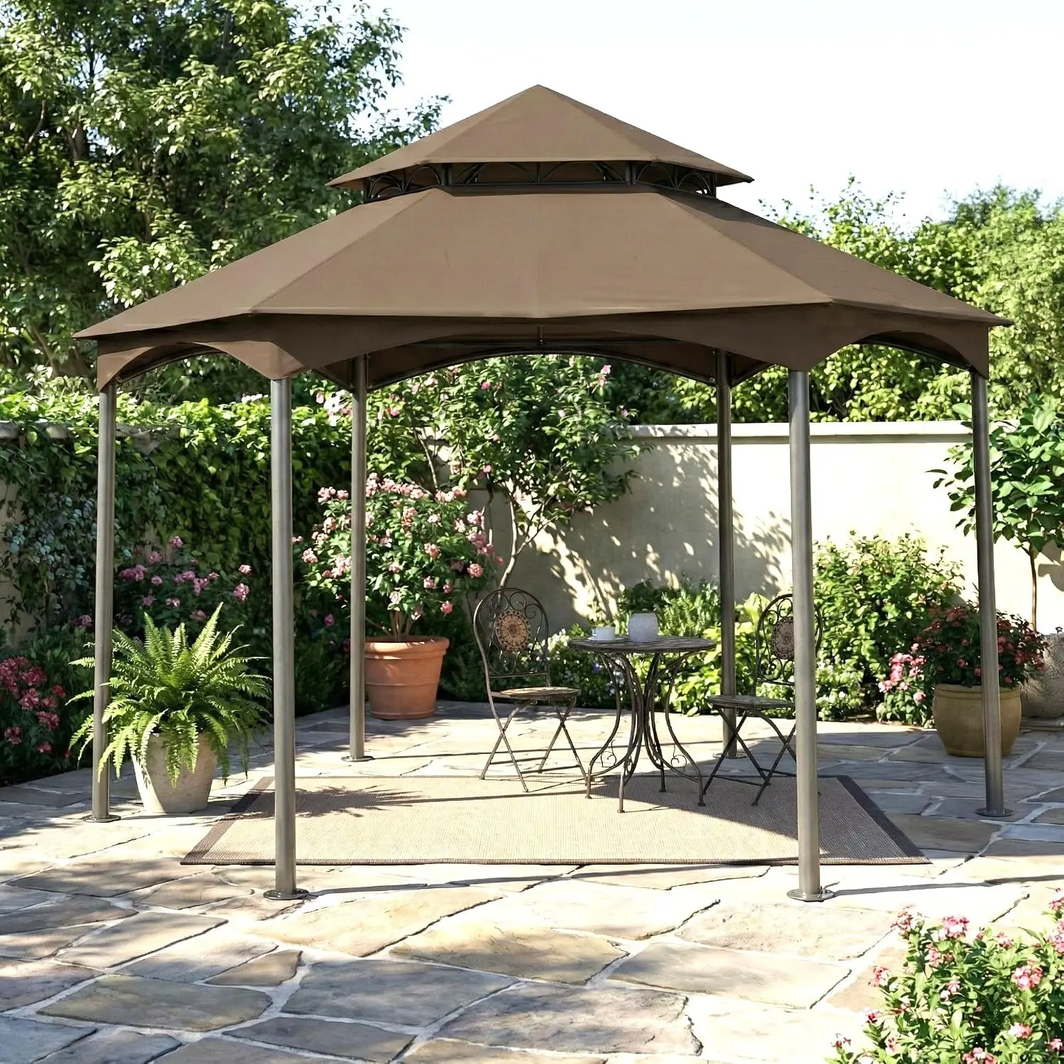 Reinforced Hexagon Gazebo Canopy Replacement Riplock 350 UV Water Resistant Outdoor Patio 10ft, Customized