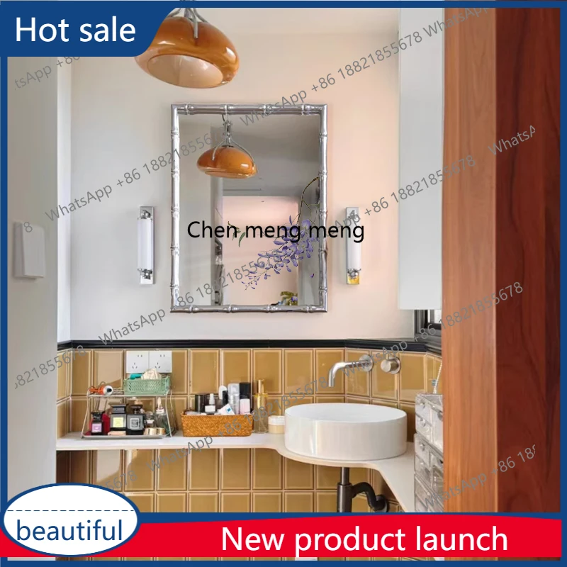 A50 French Chinese style mirror painting bathroom dresser bust mirror retro decorative painting restaurant hanging painting