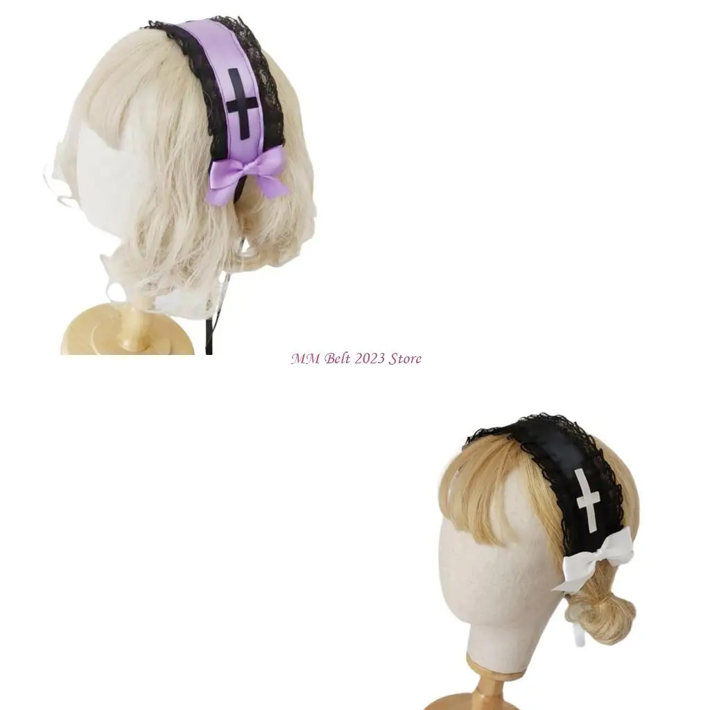 

49ME Handmade Lace Headbands Butterfly Pattern Headpiece Halloween Hair Band Personalizty Styles Headwear