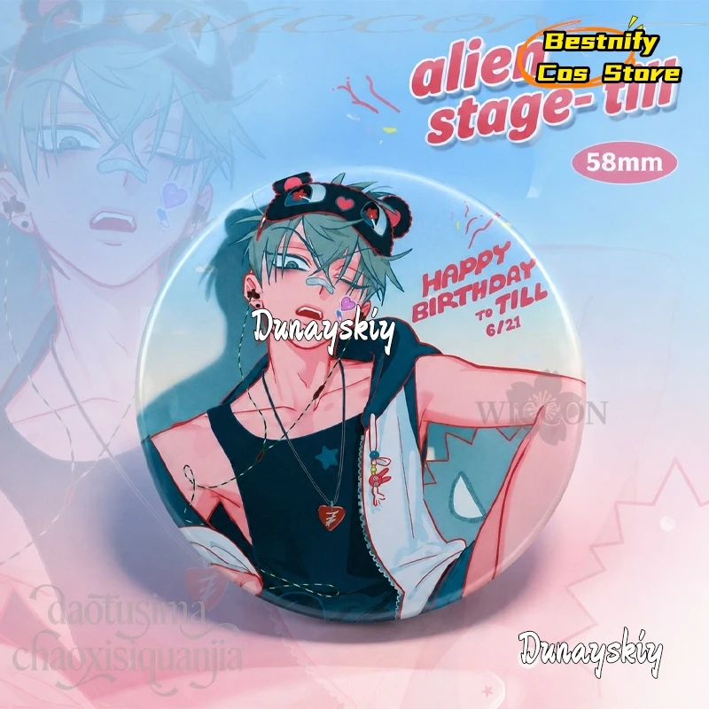 826 2026 HAPPY BIRTHDAY TILL Tinplate Soft Button Pin Brooch Metal Badge Accessories Halloween Birthday Cosplay Alien Stage