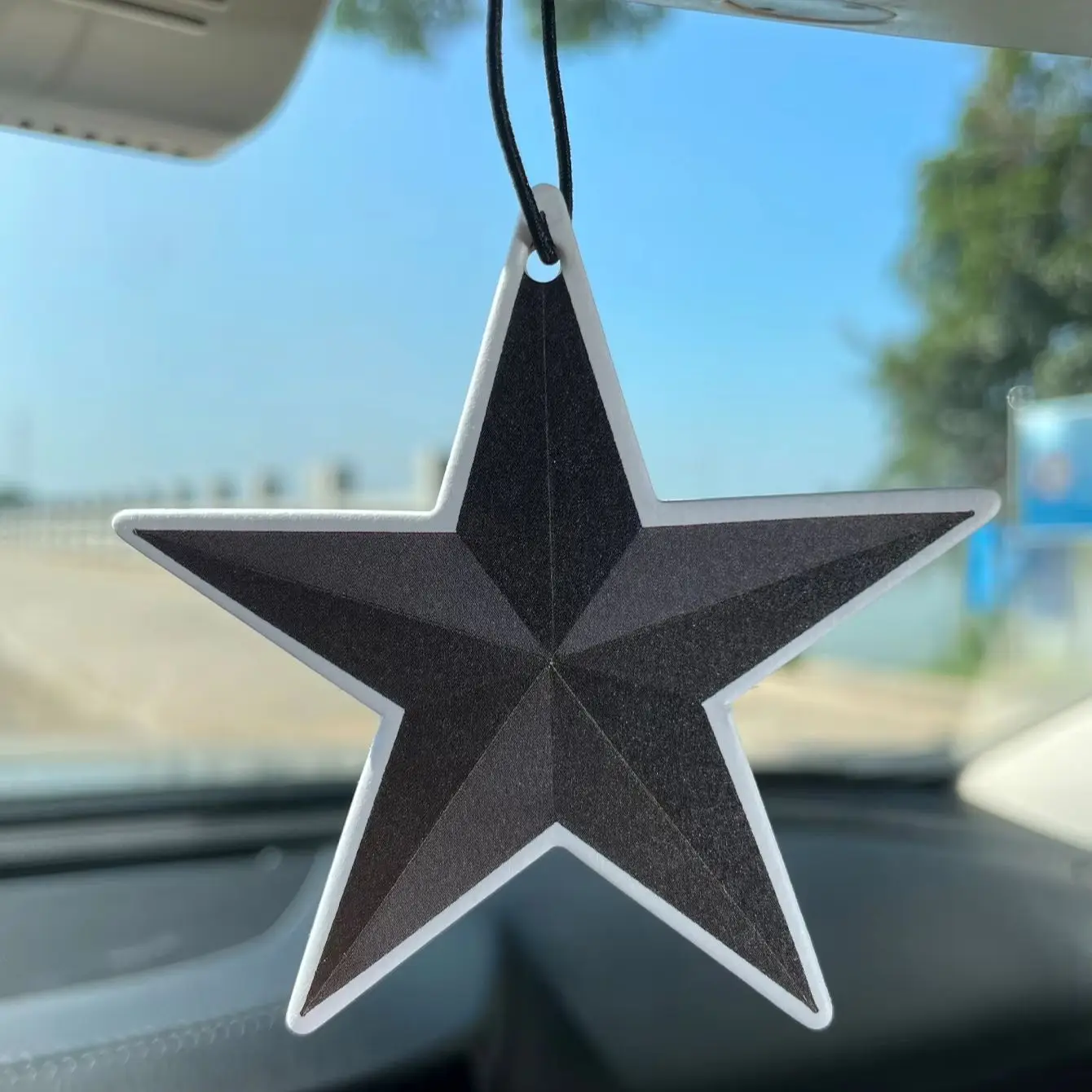 Black Grey Star Hanging Car Air Freshener, Natural Plant Extract Fragrance, Alcohol-Free, Heat Resistant, Long Lasting 60-90 Day
