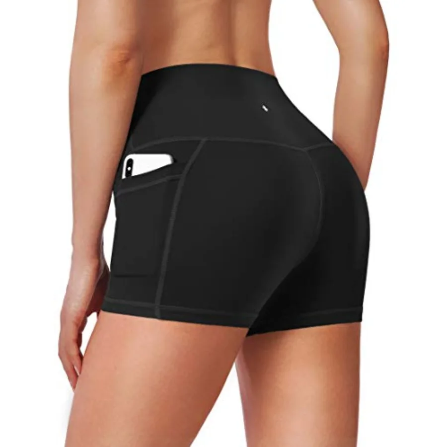 

Soothfeel Women's High Waist Yoga Shorts with Side Pockets Tummy Control Running Gym Workout Biker Shorts for Women 5"/3