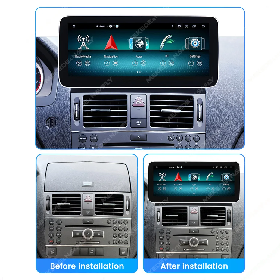 MEKEDE Android 15 10,25" CarPlay Auto für Mercedes-Benz C-Klasse W204 NTG4.0 2008-2010 Autoradio Multimedia-Stereo-Player GPS BT – Detail 9