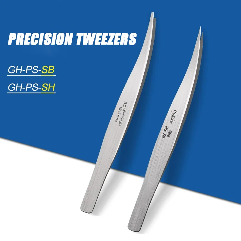 GodHand GH-PS-SB Pointed Tweezers GH-PS-SH Blunt-Tip Precision Tweezers Model Specific Curved Tweezer Craft Tools