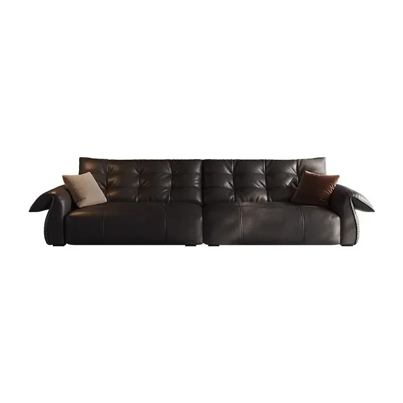 Italian minimalist leather sofa first layer cowhide