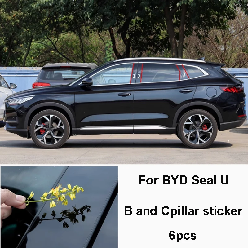

For BYD SEAL U 2021-2025 Car Window Decoration B-pillar Mirror Carbon Fiber Sticker PC Scratch-resistant Protection Accessory