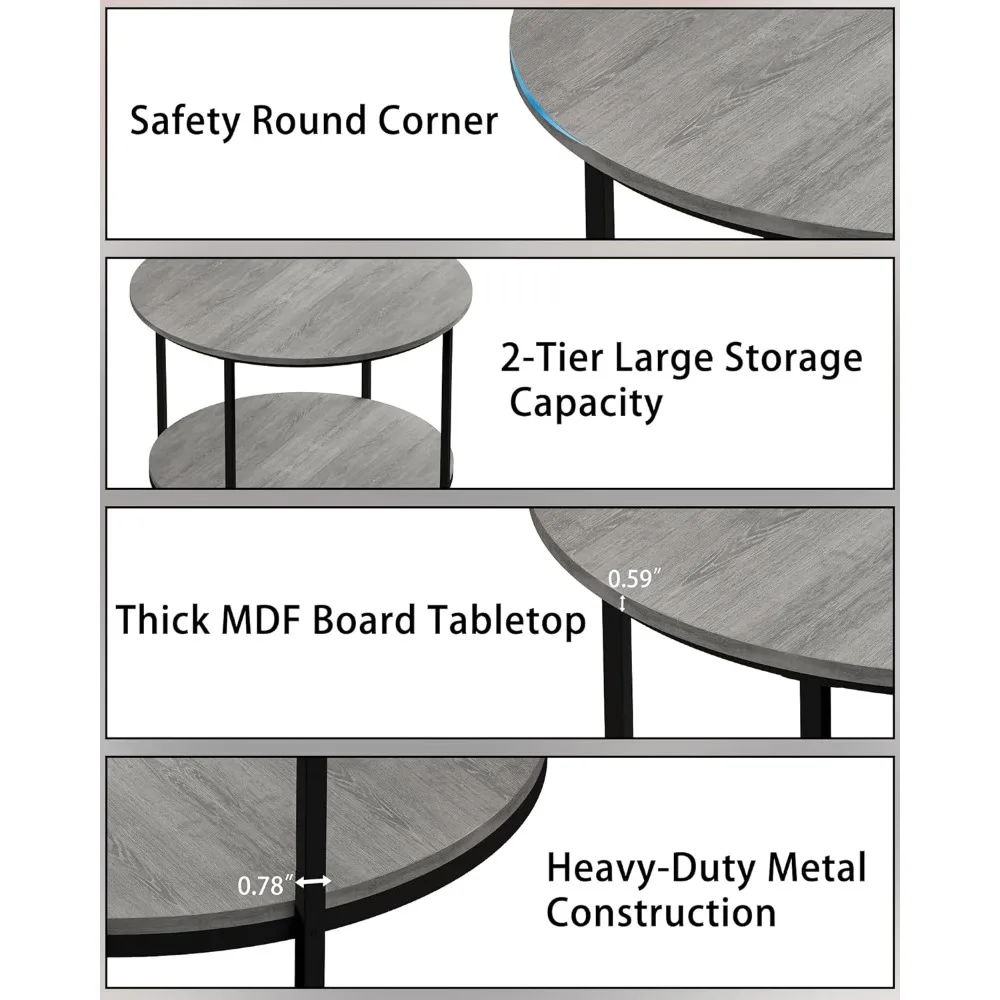 Table Serving Coffee Tables for Living Room Table Furniture Mid Century Modern Circle Coffee Tables With Storage Open Shelf Café