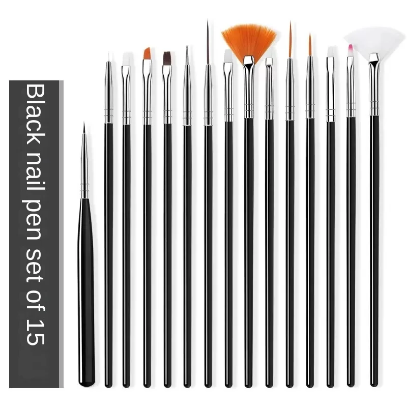 15pcs Japanese Nail Art Brush Set - Liner & Painting Brushes