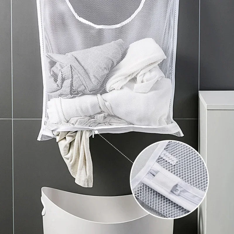 

Laundry Basket for Dirty Clothes Bathroom Large Hanging Laundry Basket Folding Organizer Home Clothing Toy Mesh Storage Bags