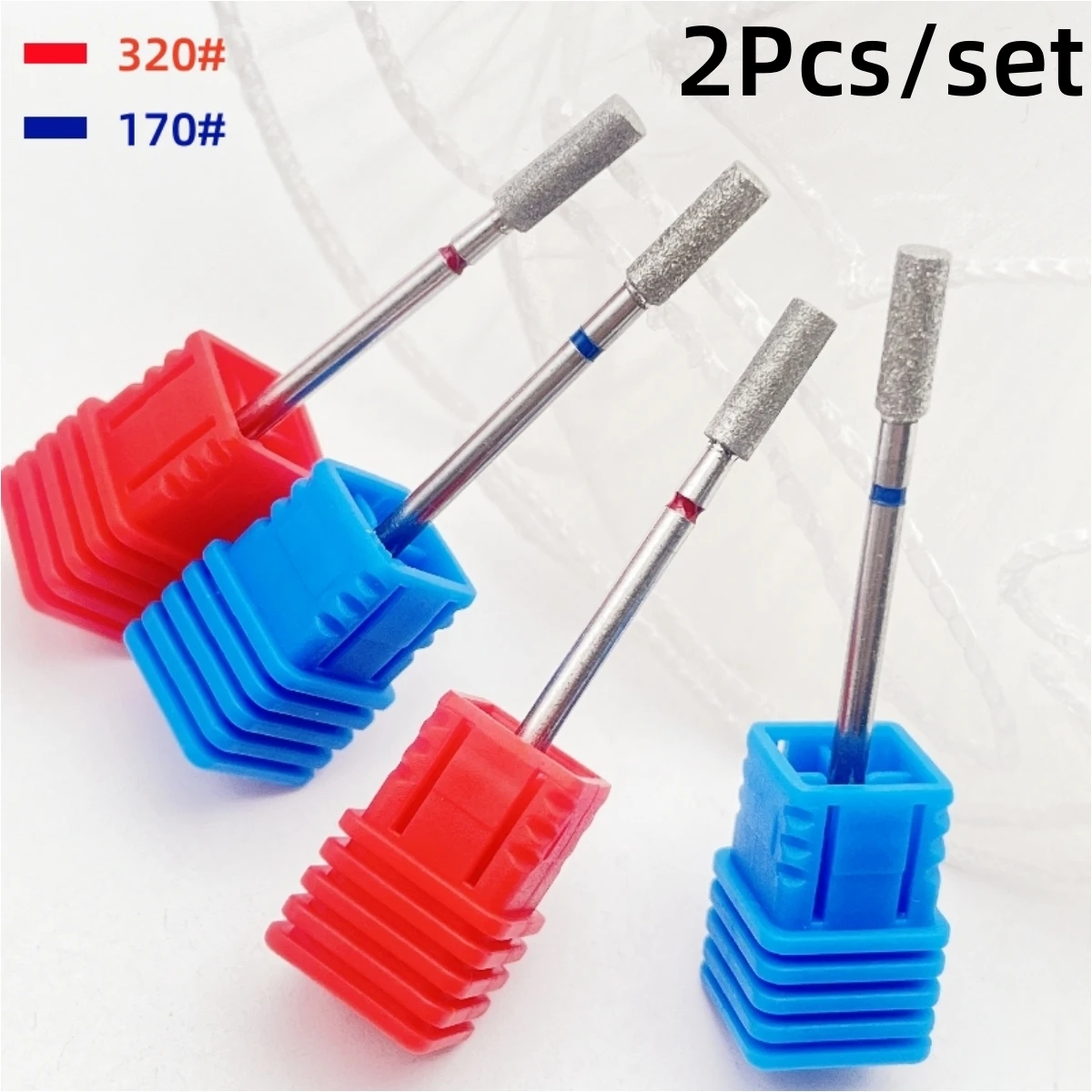 2 Stück/Set 3,3 x 10 mm Diamant-Nagelbohrer – großes Fass zum glattes Polieren, Entfernen abgestorbener Haut und Kantenformungs-Maniküre-Kunstwerkzeug