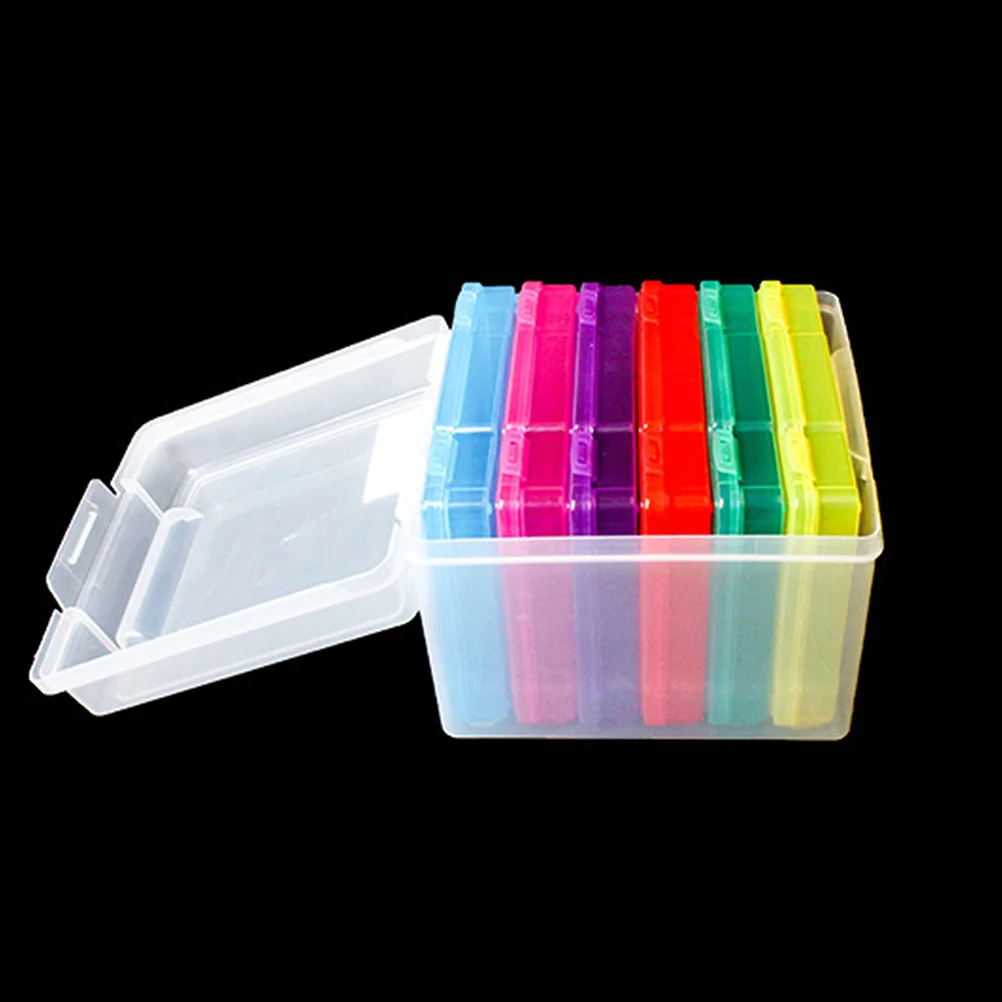 

1 set 1 Set Plastic Photos Storage Box Greeting Cards Organizer With Adjustable Dividers Space Saving Durable Compact For Crafts