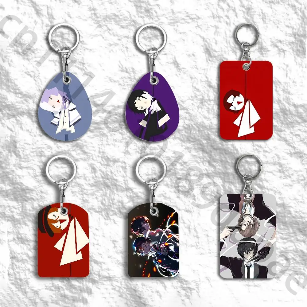 B-Bungo S-Stray Protective Printed Leather Card Case Metal Keychain Accessory