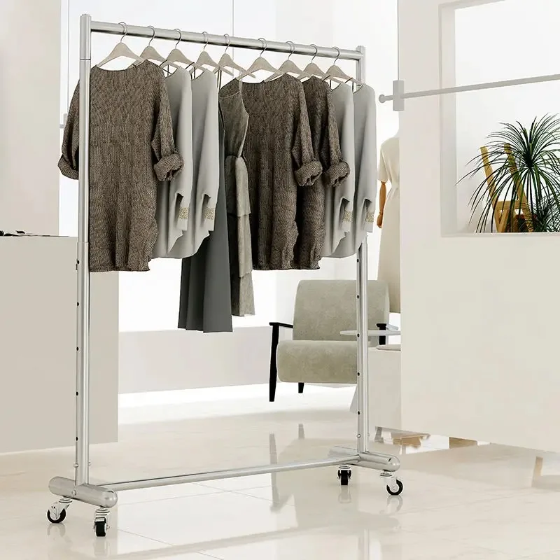 Adjustable Height Clothes Drying Rack Balcony Household Stall Floor Hanging Hanger Stainless Steel Thickened Lifting Coat Racks