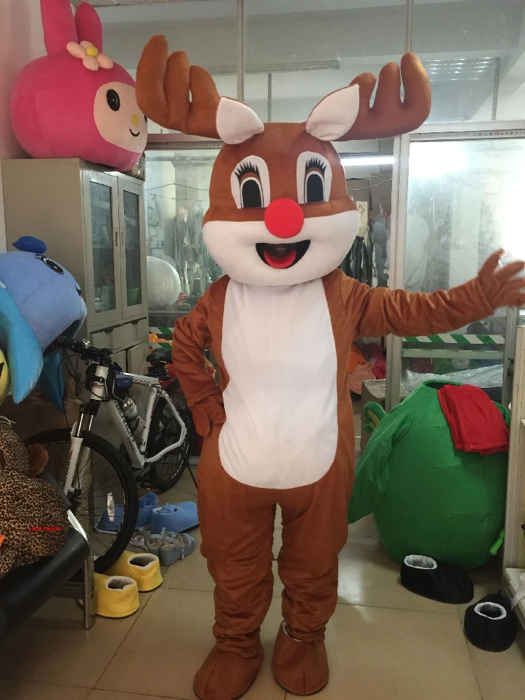 Christmas Rudolph Reindeer Mascot Costume Custom Fancy Costume Anime Cosplay Kits Mascotte Theme Fancy Dress Carnival Costume