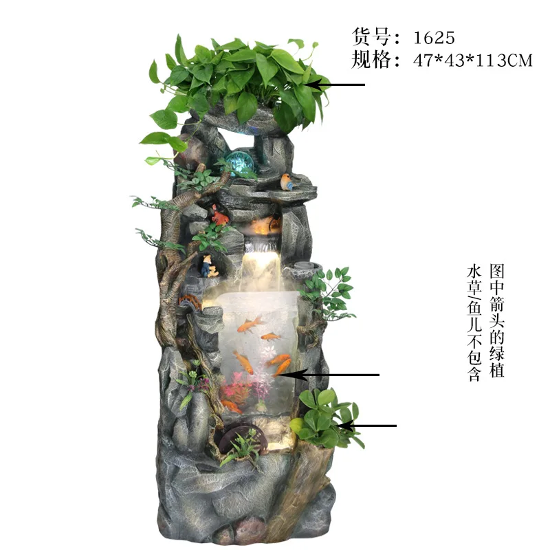 

Rockery flowing water fountain glass fish tank feng shui atomization fish farming bonsai creative gifts living room decorative l