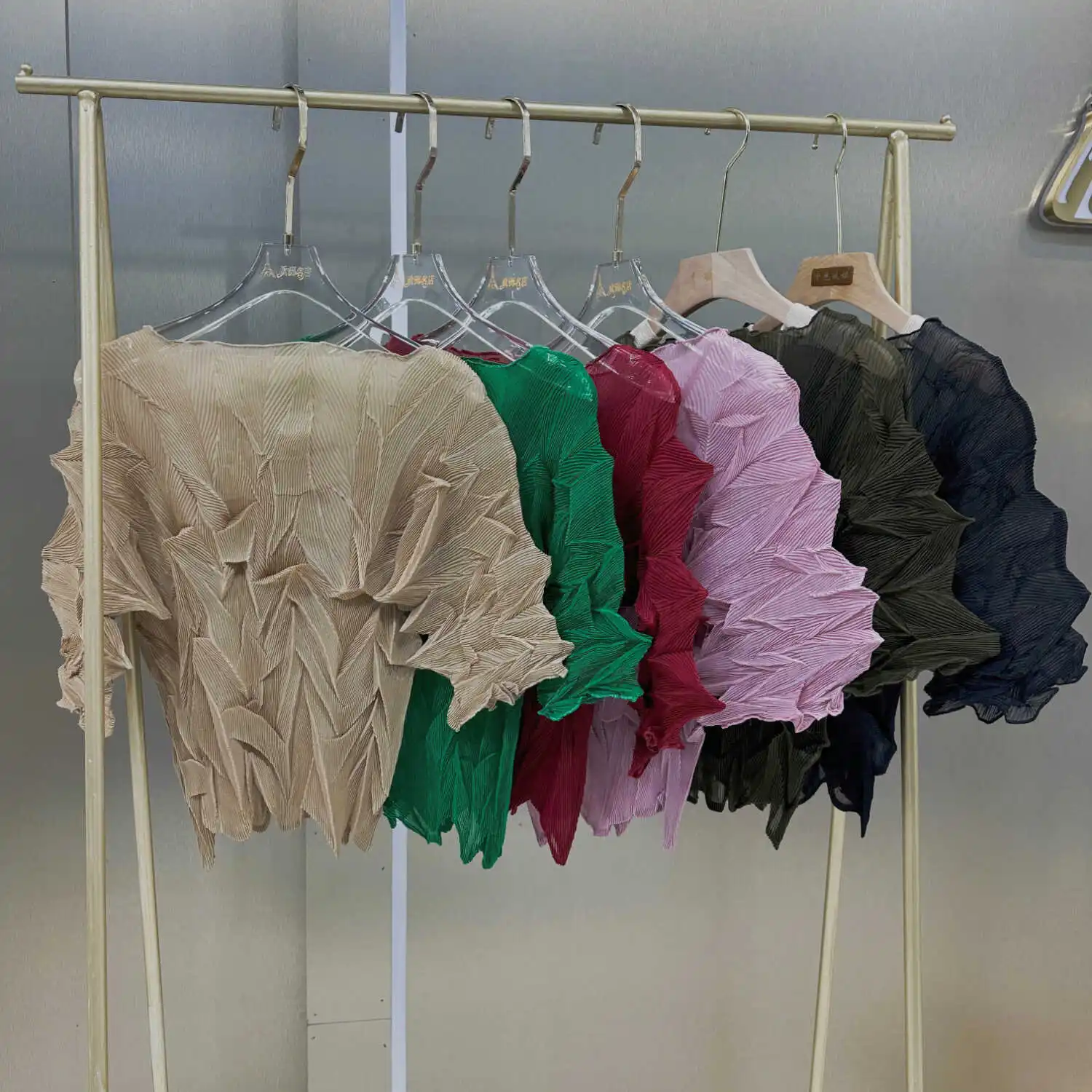 

Heavy Du Diamond Pleated Folded Base Layer T irt Summer Sun Protection Texture Feel Polyester Fiber 00% Women's irt