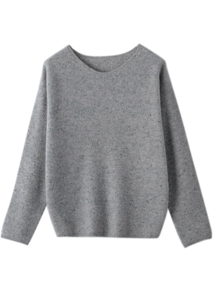 CHICUU Women Cashmere Sweater Autumn Winter O-neck Pullover 100% Merino Wool Knitwear Casual Loose Style Sweater Korean Tops