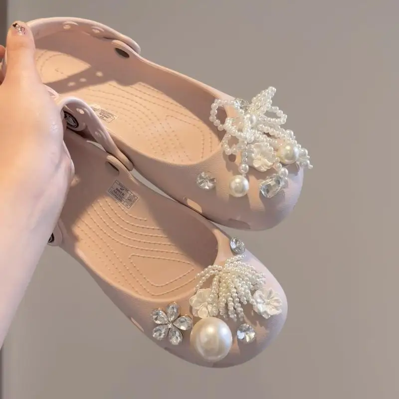 Ballet Shoes Decor 1 Set Luxury Pearl Rhinestone Flower Shoe Charms Kit for Women Unique Dress Accessories