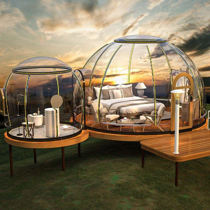 

Wind Resistance Waterproof Fireproof Round Transparent Trade Show Tent PC Luxury Safari Glamping Geodesic Dome Igloo Tent House