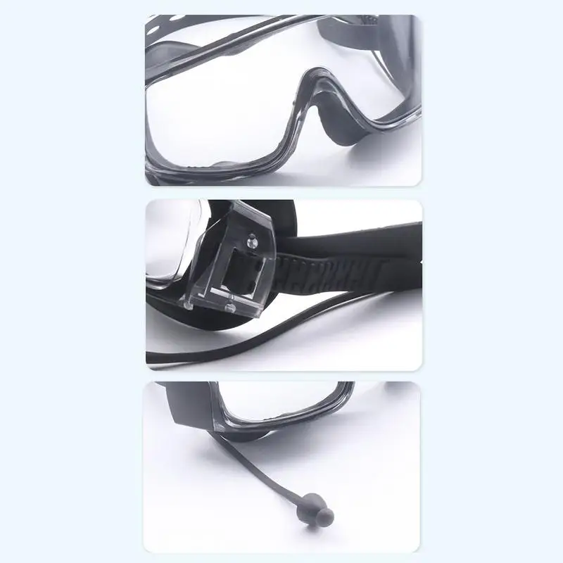 Swim Goggles With Earplugs Anti Fog Diving Goggles With Silicone Earplugs Water Sports Eyewear For Adults And Children view 3