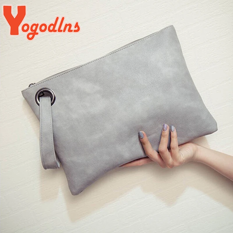 Yogodlns Fashion solid women\'s clutch bag leather women envelope bag clutch evening bag female Clutches Handbag free shipping